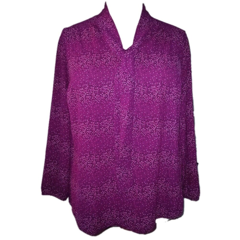 EVRI Womens 1X Career Office Dots Long Sleeve Cottagecore Blouse Top Colorful